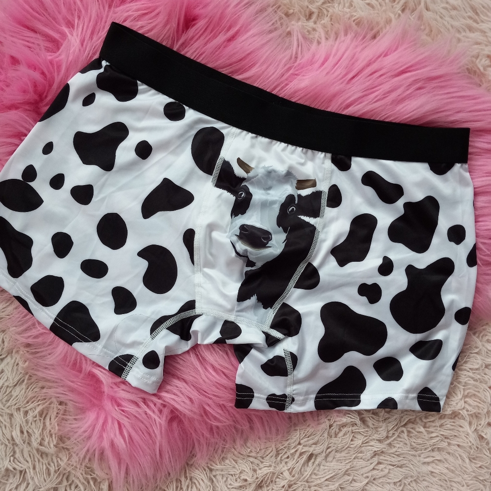 Funny comfy silky cow print cow face boxer briefs- SOLD @ hosted store - Picture 1 of 3